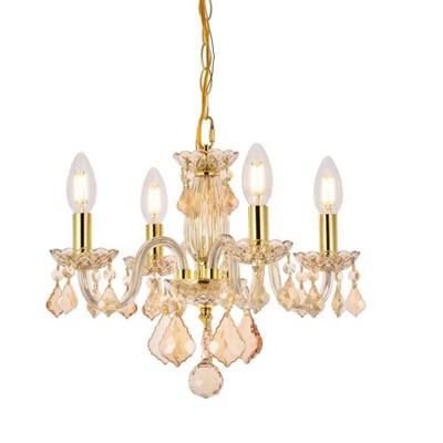 Golden Shadow Crystal 4-Light Pendant with Royal Cut Trim