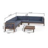 Christopher Knight Home Julie 6 Piece V-Shape Outdoor Acacia Wood Sectional Set with Coffee Table and Cushions - 3 of 4