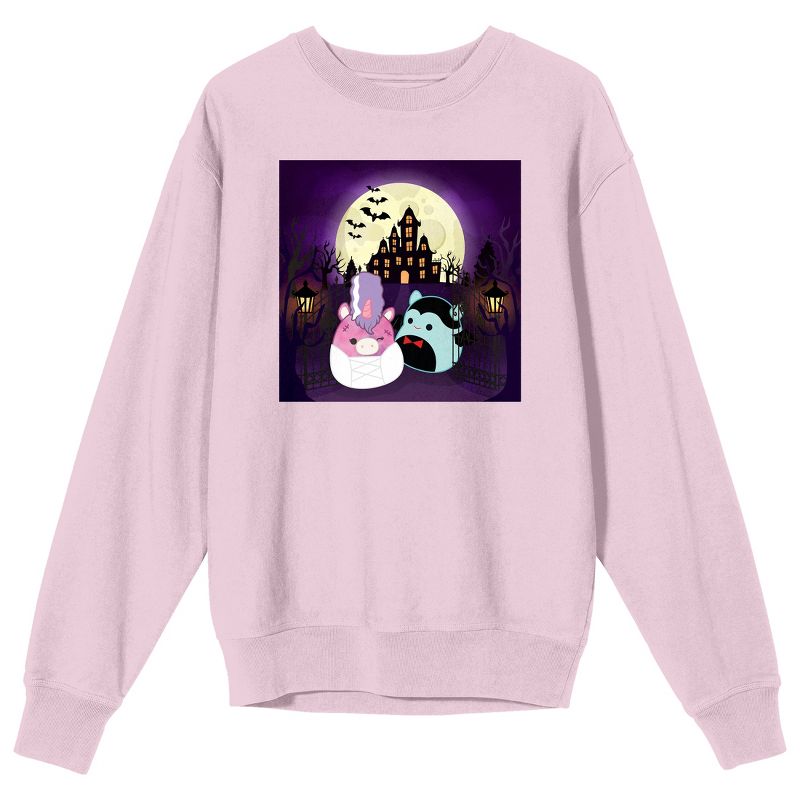 Squishmallows Halloween Forest and Moon Adult Pink Crew Neck Sweatshirt, 1 of 3