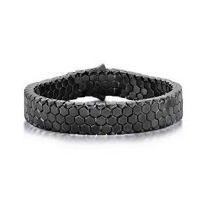 Metallo Stainless Steel Polished Honey Comb Design Bracelet - Black Plated - Black - 8 Inch - 1 of 4