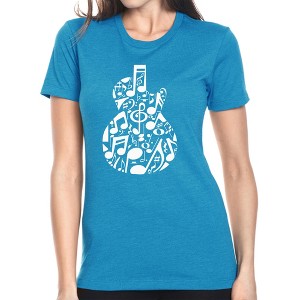 LA Pop Art Music Notes Guitar - Women's Premium Blend Word Art T-Shirt - 1 of 4