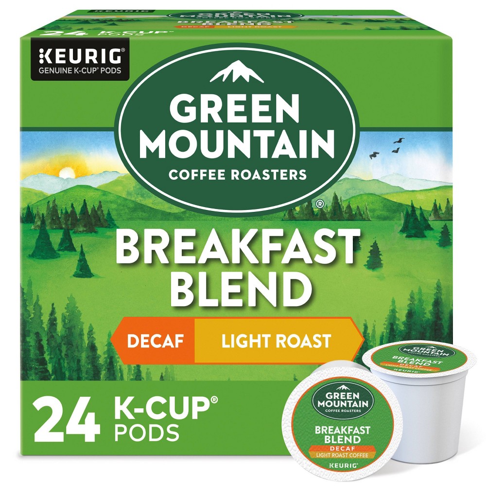 (( Best by JUN-20-2024))) Green Mountain Coffee Roasters  Decaf Breakfast Blend Light Roast K-Cup Coffee Pods  24 Count