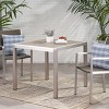 Gulches 35" Outdoor Square Dining Table, Silver Aluminum Frame with Gray Faux Wood Top, Weather-Resistant for Patio/Deck - 2 of 4