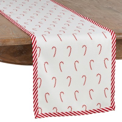 Saro Lifestyle Candy Cane Runner, 16"x72", Red