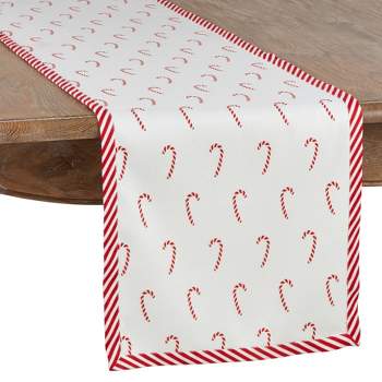 Saro Lifestyle Christmas Table Runner With Candy Cane Border