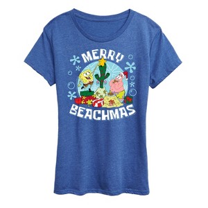 Women's - SpongeBob SquarePants - Merry Beachmas Short Sleeve Graphic T-Shirt - 1 of 4