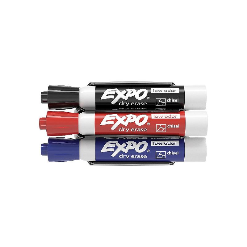 EXPO Magnetic Clip Eraser w/3 Markers Chisel Black/Blue/Red 1 Set 81503, 2 of 9