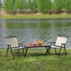 MAYEERTY Outdoor Set 3 Piece Folding Aluminum Table 2 Chairs Lightweight Brown Beige for Camping Beach - 3 of 4