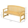 56" Outdoor Wood Bench, 2-Seater Garden Bench with Backrest and Armrest, Patio Bench for Patio, Porch, Poolside, Balcony - 3 of 4