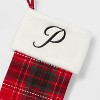 20" Plaid Monogram Christmas Holiday Stocking with Faux Fur Cuff Red/Green/White - Wondershop™ - 3 of 3