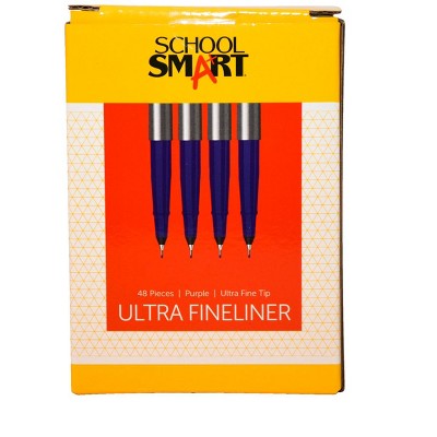School Smart Ultra Fineliner Pen, 0.4 mm, Purple pk of 48