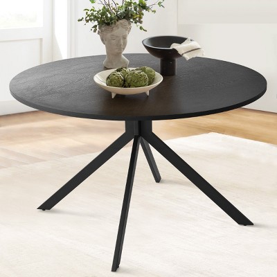 Jones 43" Black Round Dining Table Pedestal,Minimalist Round Dining Table In Black-Maison Boucle