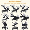 Double Stroller for Infants and Toddlers, Reversible Pushchair Bassinet Pram with Large Storage Basket - 3 of 4