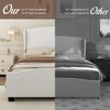 Whisen Queen Size Linen Platform Bed with 51" High Headboard Wingback, Solid Wood Legs - Beige - 3 of 4