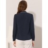 INSPIRE CHIC Women's Tie Neck Contrast Color Button Down Long Sleeves Shirt - 4 of 4