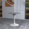 LeisureMod Verve 27" Modern Round Dining Table, White Base  Sintered Stone Black Top - 3 of 4