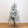 Nearly Natural 5-ft Flocked Pre-Lit Fiber Optic Artificial Pinecone & Berries Christmas Tree with 50 Colorful Bubble-Gum LED Lights - 2 of 4