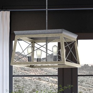 Urban Ambiance Luxury Industrial Chandelier 12''H x 20''W,  Galvanized Steel Finish,  Berkeley Collection, UHP3912 - 1 of 4