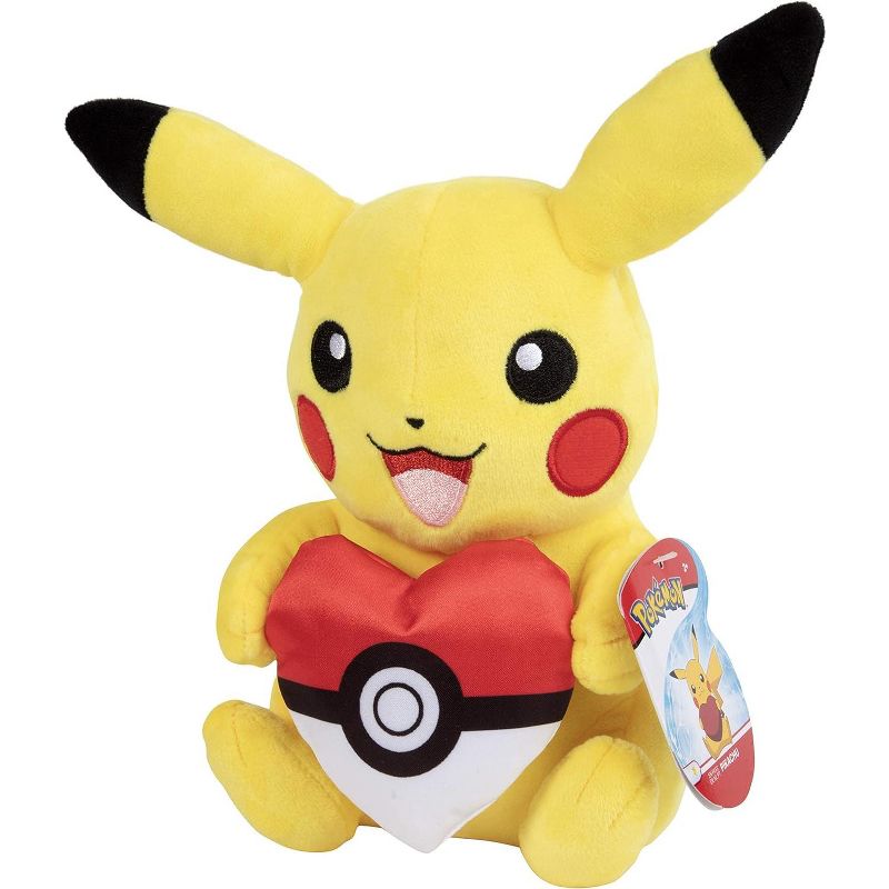 Pokémon 8" Pikachu with Heart Poke Ball Plush - Officially Licensed - Great Gift for Kids & Fans of Pokemon, 1 of 4