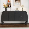 TIRAMISUBEST 4-Door Ash Veneer Storage Cabinet with Curved Legs - Black Sideboard Buffet for Dining Room - 2 of 4