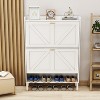 TIRAMISUBEST Sleek White Shoe Cabinet with Metal Flip Frame, Space-Saving Storage Solution for Entryway, Hallway, or Living Room - 3 of 4