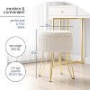 StorageBud Pleated Velvet Storage Ottoman, Round Ottoman with Storage, Foot Stool Ottoman for Living Room and Bedroom, Modern Foot Rest - 3 of 4