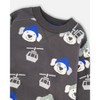 Deux par Deux Boy Fleece Pullover Sweatshirt Gray Dog Print - 4 of 4