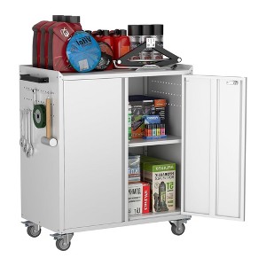 SUXXAN 35" H Metal Garage Storage Cabinet with Wheels and 2 Doors for Garage, Home, Office,Assembly Required - 1 of 4