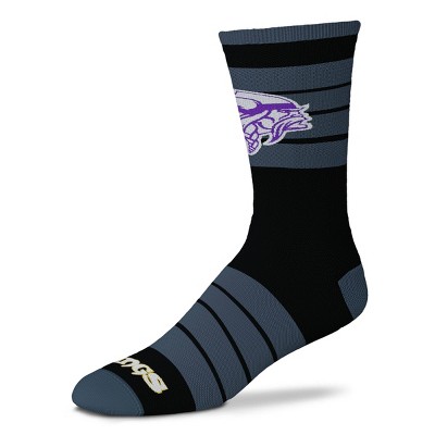 NFL Minnesota Vikings Black Crew Socks - L