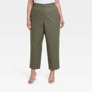 Women's High-Rise Wide Leg Linen Pull-On Pants - A New Day™ Green M