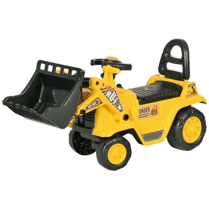 HOMCOM Ride On Bulldozer, Pull Cart Kids Sit & Scoot Construction Toy with Horn, Storage, Shovel for Sand and Snow, Ages 3 Years Old, 5 of 10