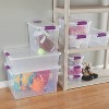 Sterilite 66qt ClearView Latch Box Clear with Purple Latches: Plastic Storage Container, Lidded & Stackable, 66 Quart - 3 of 4