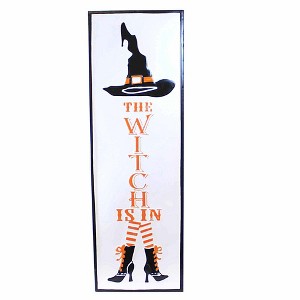 Ganz 31.5 Inch Painted Witch On Metal Sign Hat Boots Stripe Socks Porch Leaners And Greeters - 1 of 3