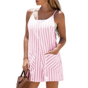 EXLURA Women's Summer Casual Sleeveless Striped Rompers Loose Spaghetti Strap Overalls 2025 Jumpsuits Vacation Beach Outfits - 1 of 4