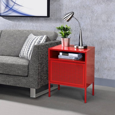 Gemma 19" Red Metal Nightstand with USB Charging Port