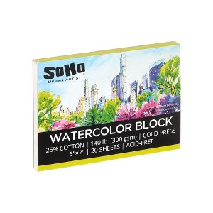 SoHo Urban Artist Watercolor Blocks - 140lb 20 Sheets Cold Press, Professional, Sustainable, Acid-Free - 1 of 4