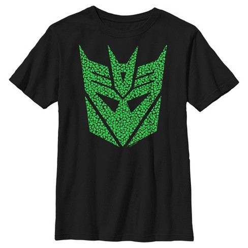 Boy's Transformers St. Patrick's Day Cloverfield Decepticon Logo T-Shirt -  Black - Small