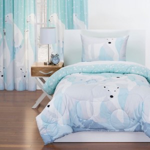 Twin White Bear Reversible Comforter with Sham Blue - Crayola