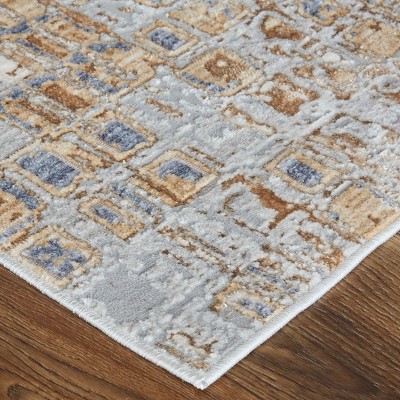Laina Gray and Tan Abstract Synthetic Runner Rug