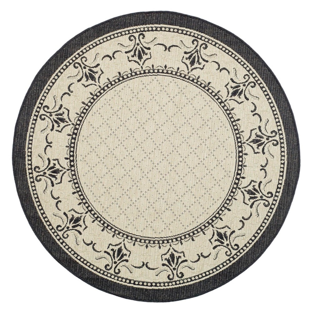 5'3in Round Alicante Patio Rug Sand/Black - Safavieh