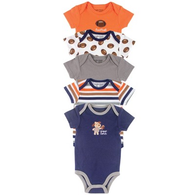 Luvable Friends Baby Boy Cotton Bodysuits 5pk, Football