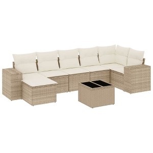 vidaXL Garden Sofa Set Beige PE Rattan Large UV-resistant materials - 1 of 4