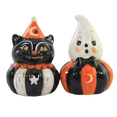 Transpac Dolomite 3.5 in. Multicolor Halloween Bat Ghost Salt and Pepper  Shakers Set of 2