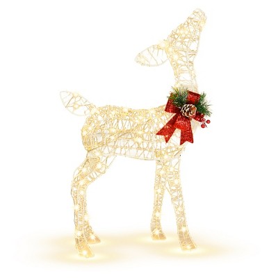 Costway Lighted Christmas Reindeer w/ 50 LED Lights Outdoor Yard Christmas Decorations