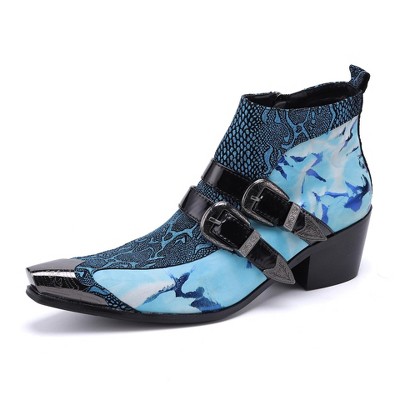 Santimon Mens Western Boots Metal Tip Dress Casual Party Disco Boots