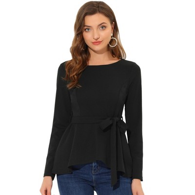 LookbookStore Peplum Tops for Women Shirt Black Shirts for Women