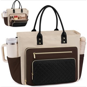 Teacher Tote Bag for Women, 17 Inch Laptop Bag with Multiple Pockets, Professional Work and Business Briefcase - 1 of 4