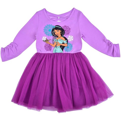 Disney Princess Jasmine Long Sleeve Tutu Dress For Toddler Girls Purple Size 6 Target