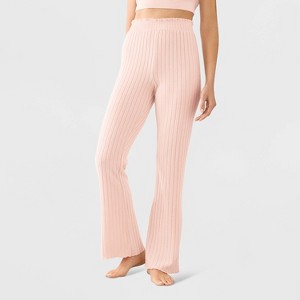 Women's Super Soft Rib Knit Lettuce Hem Bootcut Flare Lounge Pants with Smocked Waistband - Auden™ - 1 of 3
