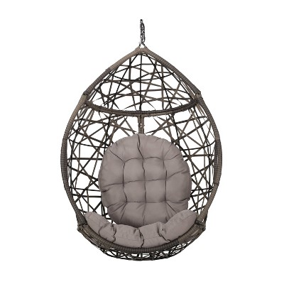 Christopher Knight Home Cayuse Wicker Outdoor Hanging Egg Chair Gray